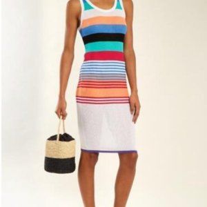 Diane Von Furstenberg Knit Beach Striped Midi Dress Multi Women SMALL S $268